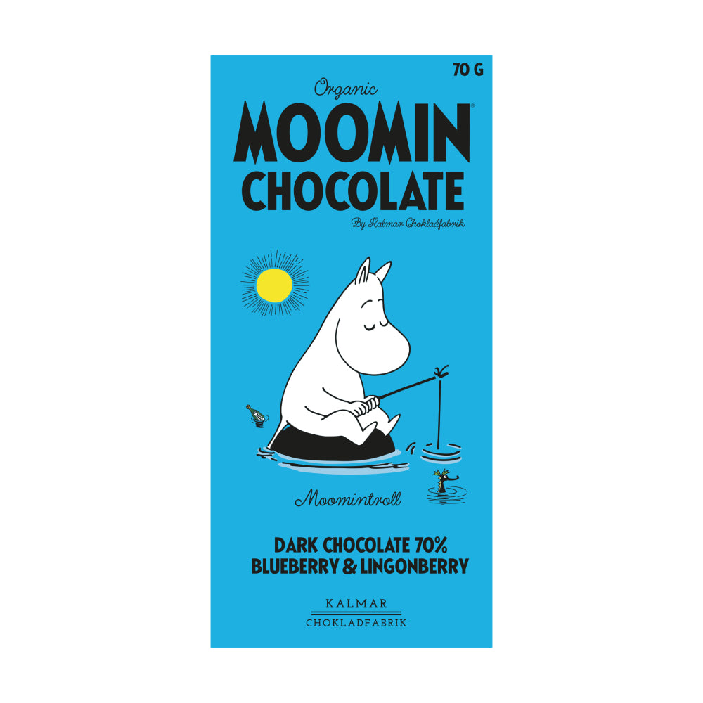 Mummitroll Mørksjokolade med Tyttebær og Blåbår - Kalmar Chokladfabrik