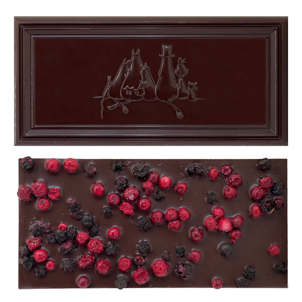 Mummitroll Mørksjokolade med Tyttebær og Blåbår - Kalmar Chokladfabrik