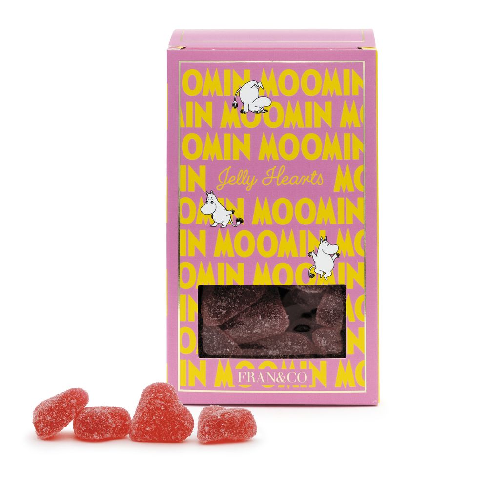 Moomin Jelly Raspberry Hearts 180g - The Official Moomin Shop