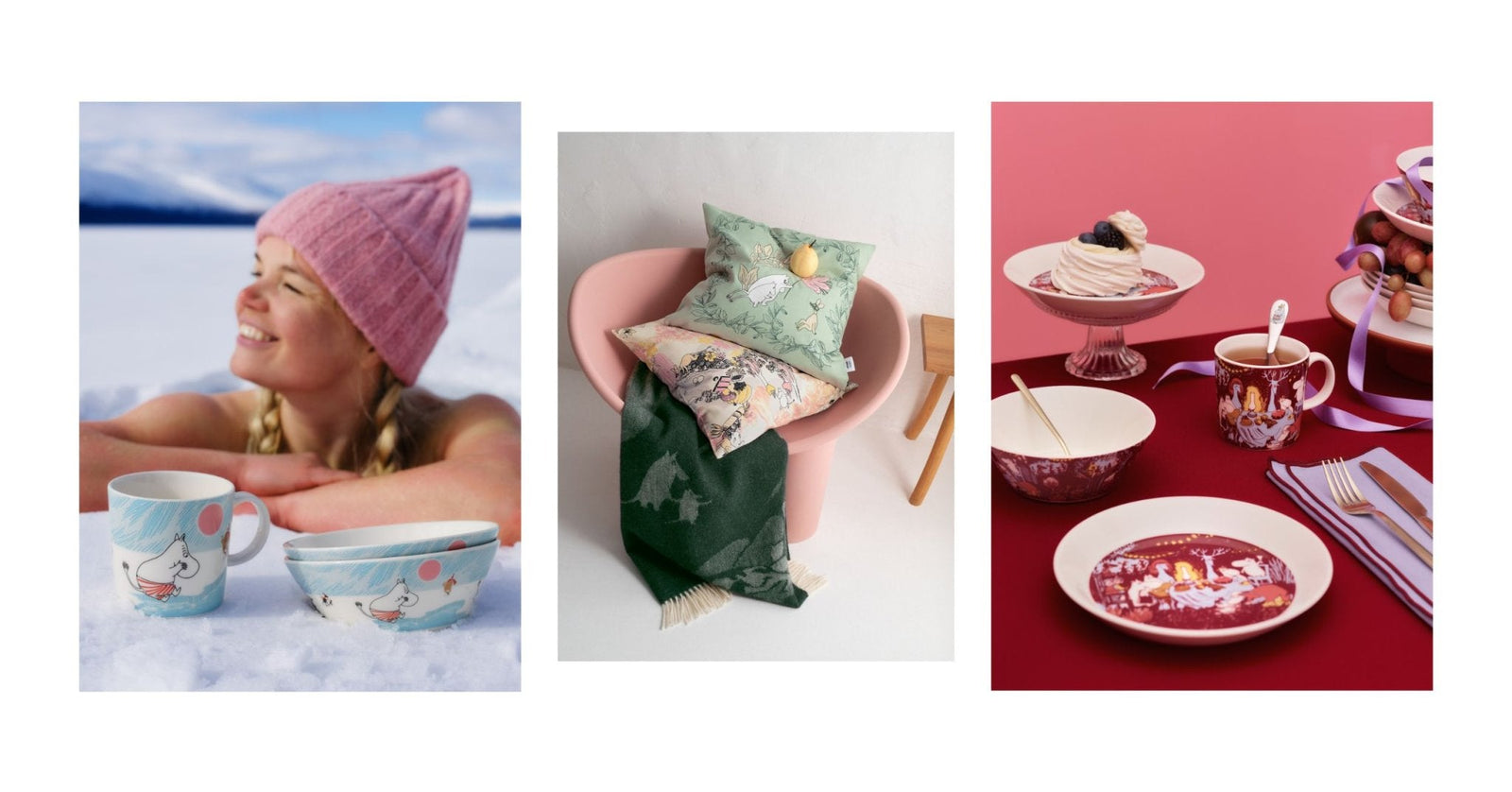 Nye Mummikopper viser en festlig kveld i Mummidalen og Mummitrollet som hopper ut i iskaldt vann