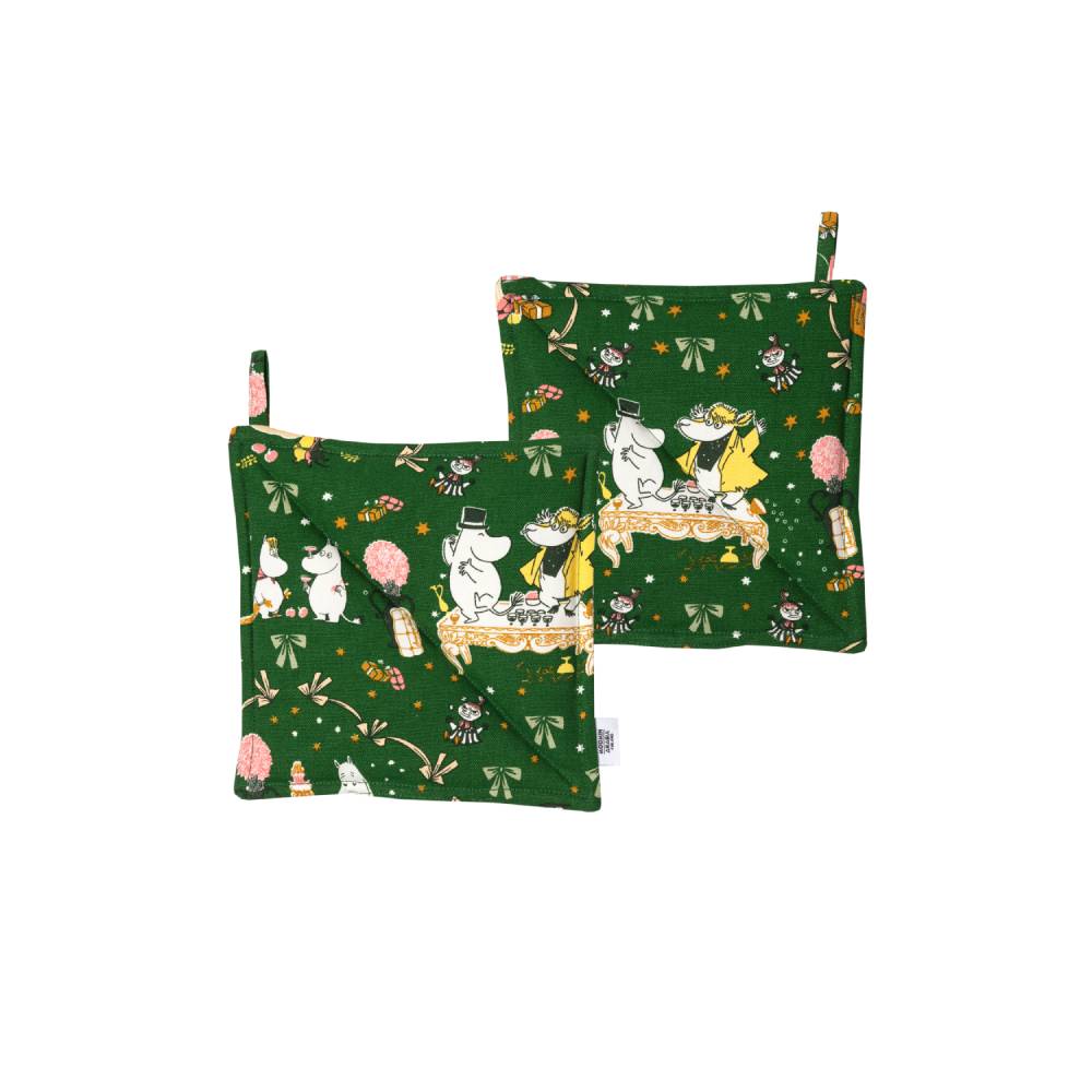 Moomin Gift Of Love Pot Holders 2-set Green - The Official Moomin Shop