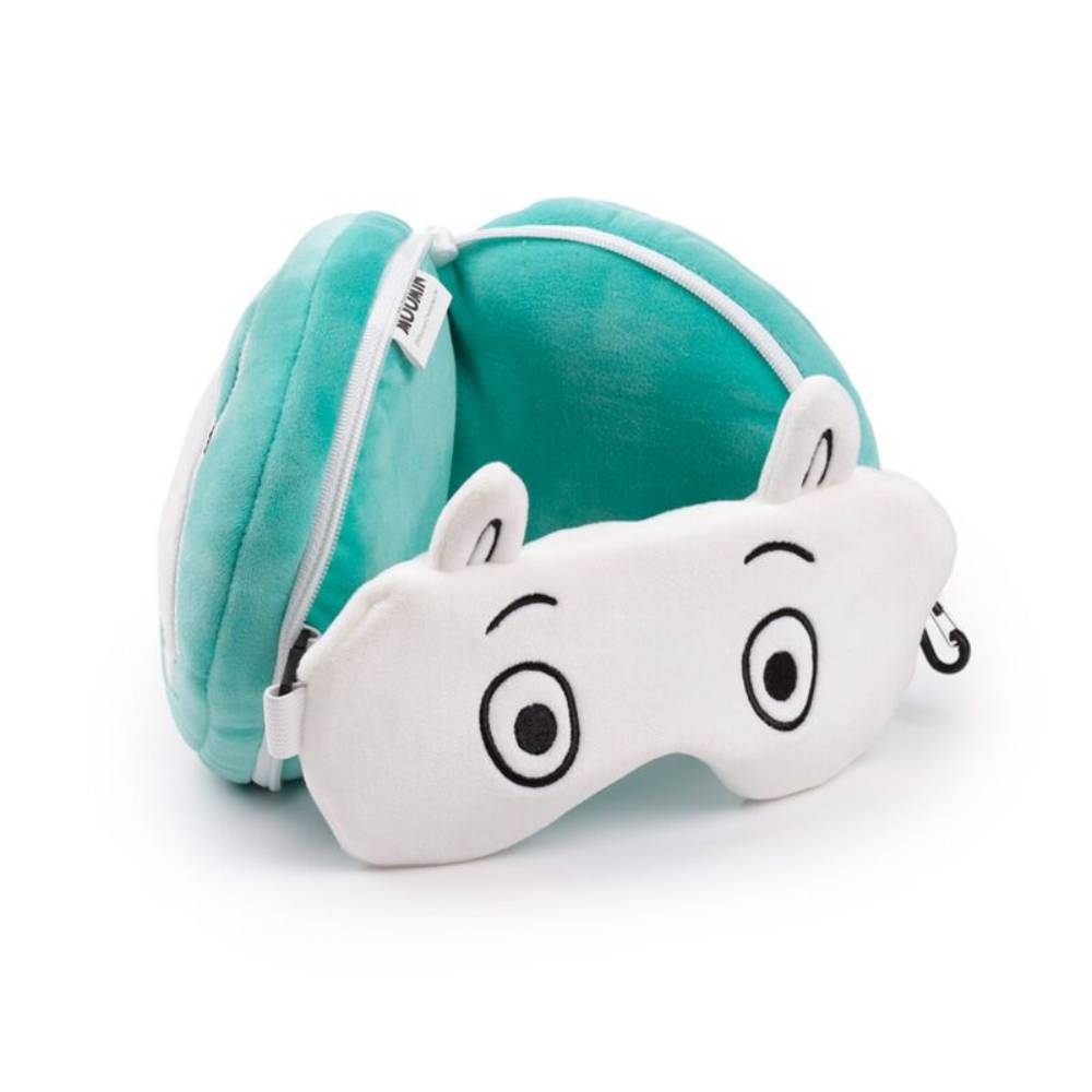 Moomin Relaxeazzz Plush Travel Pillow & Eye Mask Green - The Official Moomin Shop