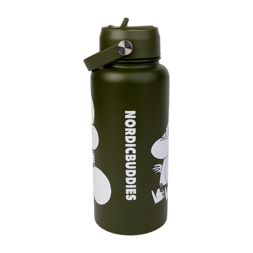 Moomintroll Lighting Weights Thermal Bottle 1L Green - The Official Moomin Shop
