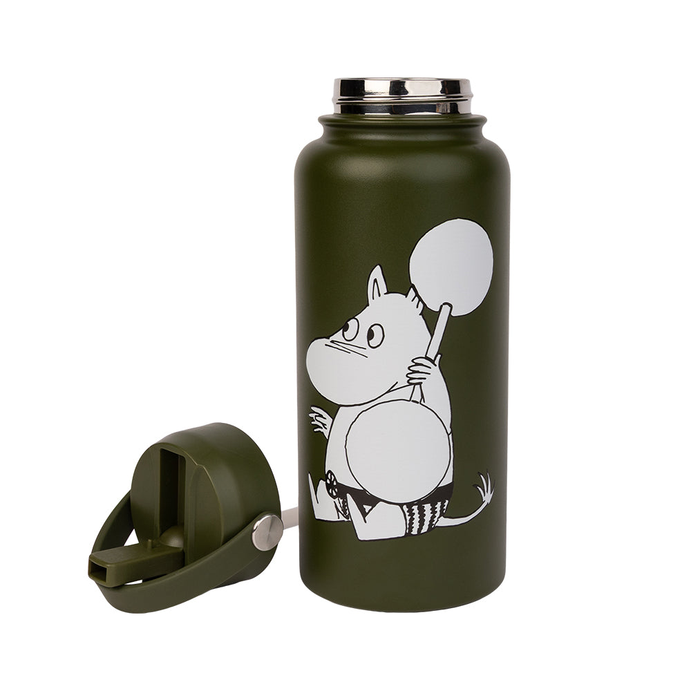 Moomintroll Lighting Weights Thermal Bottle 1L Green - The Official Moomin Shop
