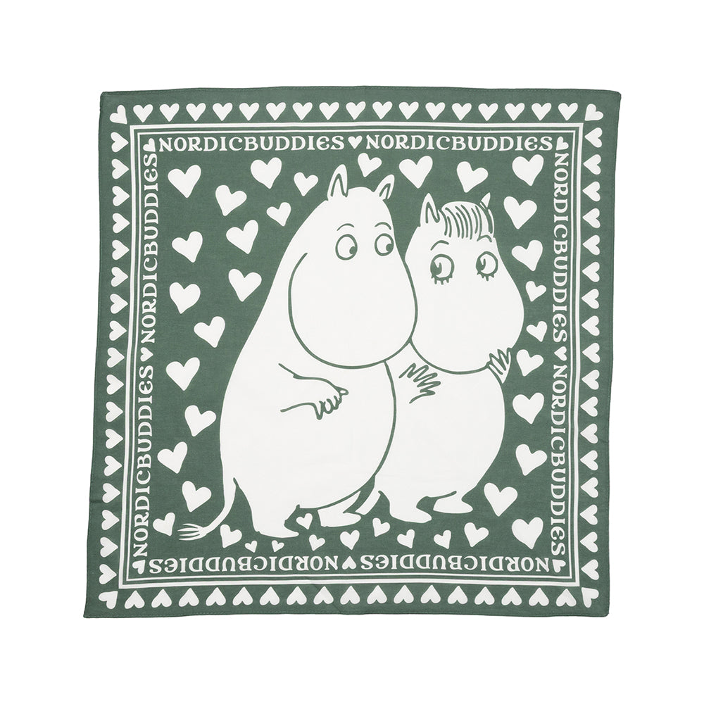Moomintroll & Snorkmaiden Love Scarf Green - The Official Moomin Shop