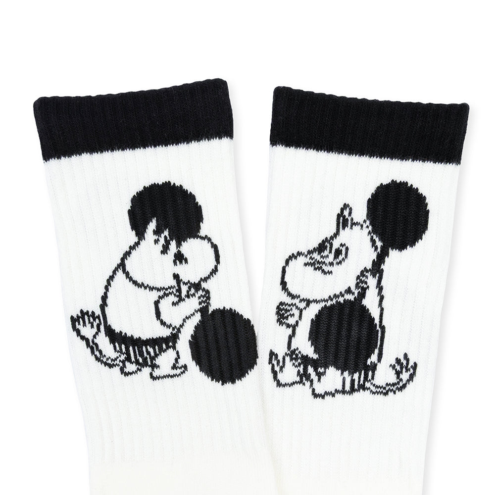 Moomintroll Exercising Active Socks 40-45 B&W - The Official Moomin Shop