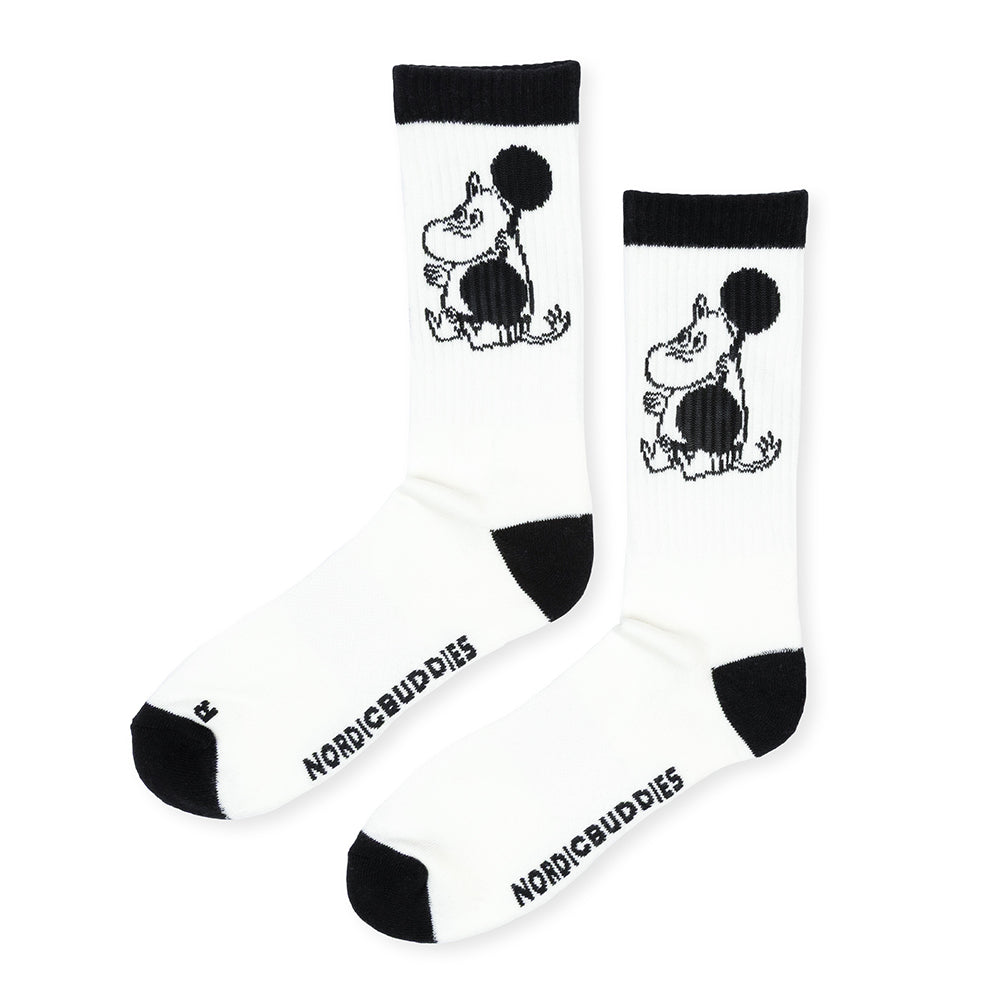 Moomintroll Exercising Active Socks 40-45 B&W - The Official Moomin Shop