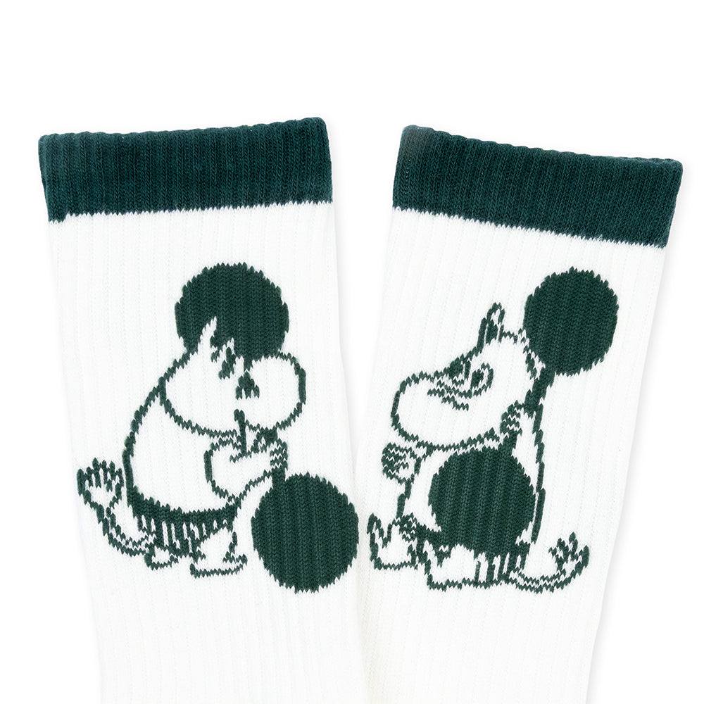 Moomintroll Exercising Active Socks 40-45 WhiteGreen - The Official Moomin Shop