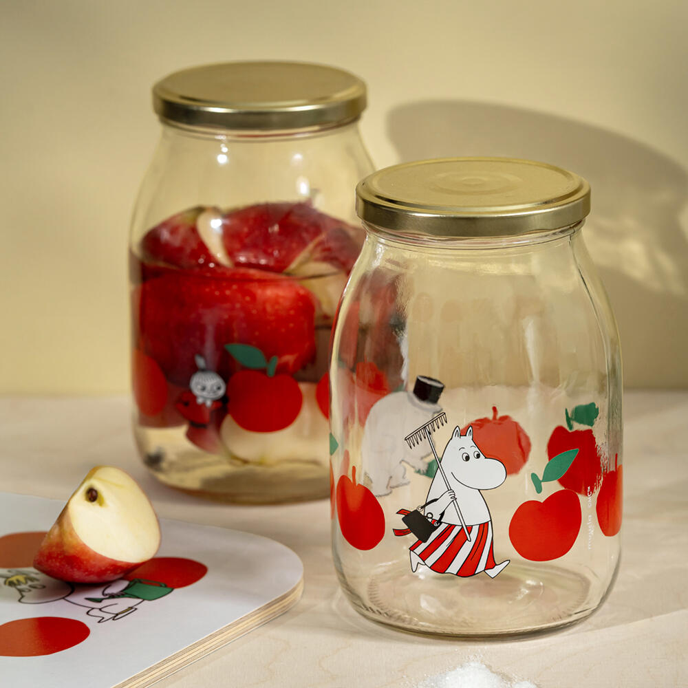 Mummi glasskrukke + 4 klistremerker 1 liter