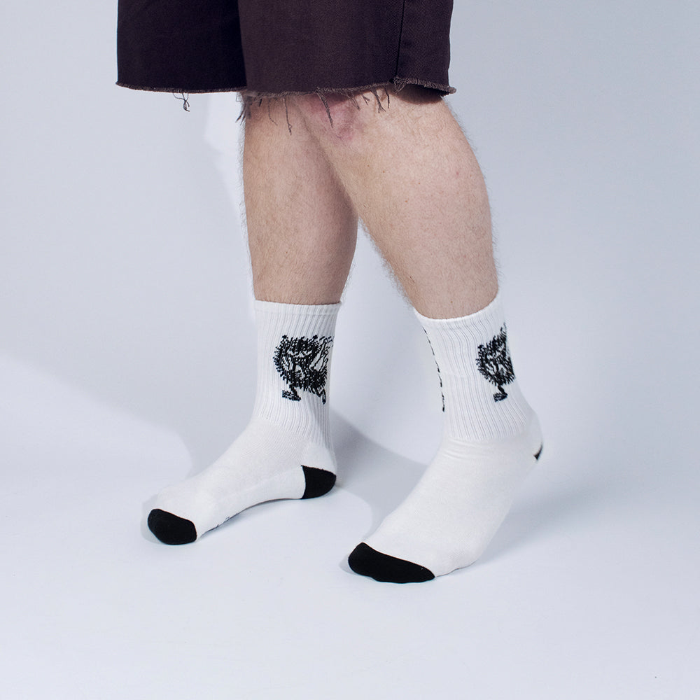 Stinky Getaway Retro Sokker 40-45 Hvit- Nordicbuddies