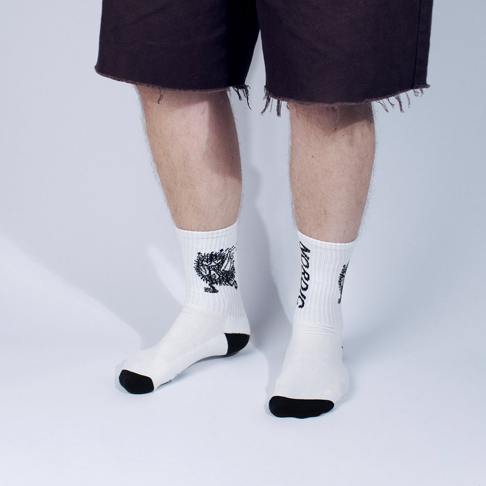 Stinky Getaway Retro Sokker 40-45 Hvit- Nordicbuddies
