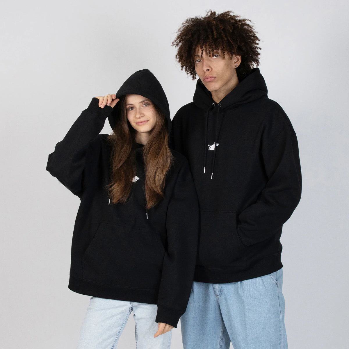 Svart Hoodie og caps sett